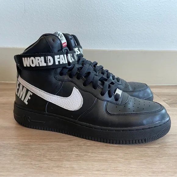 RARE NIKE AIR FORCE 1 HIGH SUPREME - WORLD FAMOUS - BLACK WHITE 698696-010 2014 - Picture 3 of 8